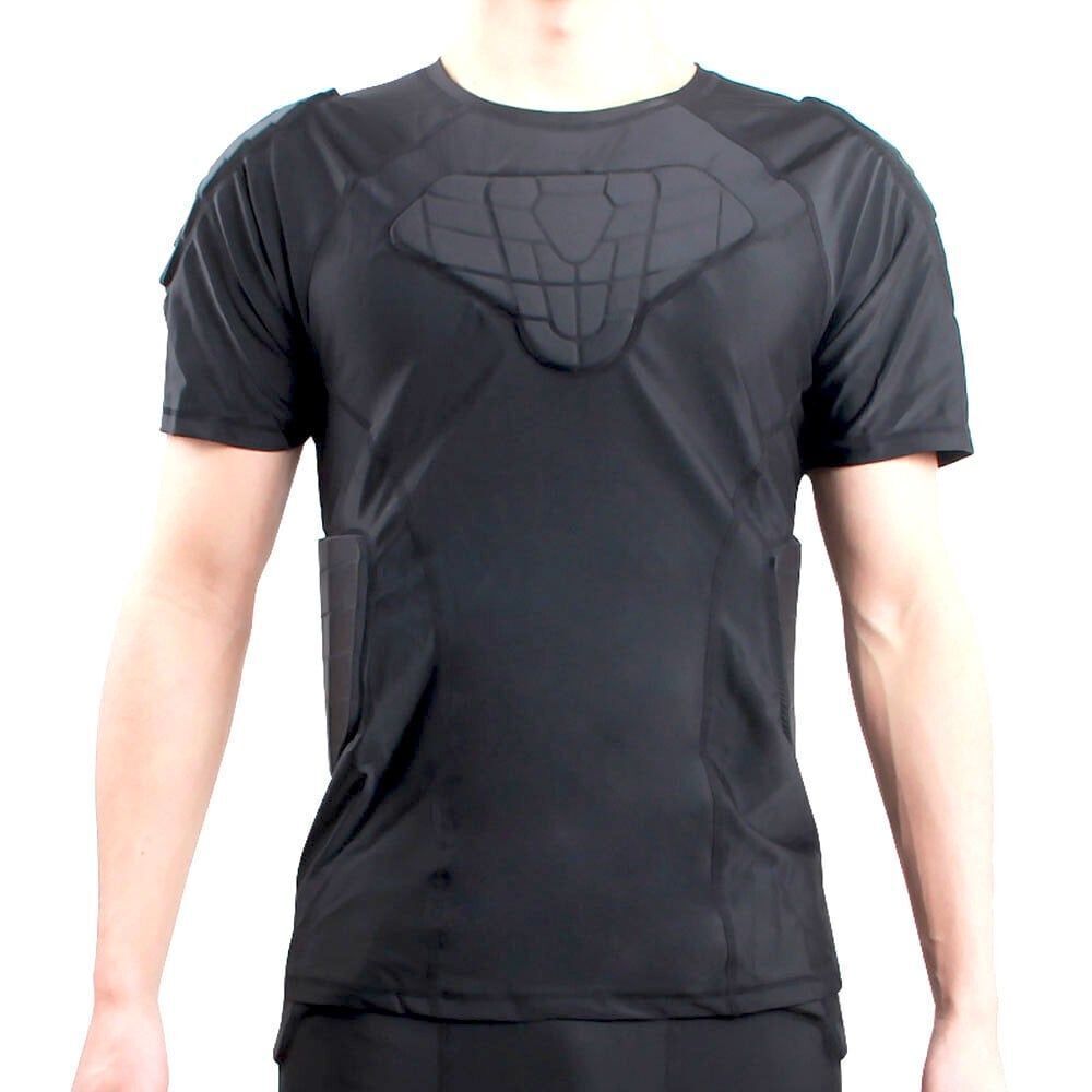 Men T-Shirt Padded Compression Adult M Football Rib Chest Protector Shirt NWOT
